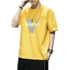Short-sleeved T-shirt men's fashion brand, ins Hong Kong-style men's top, summer trend loose and versatile printed round-neck half-sleeve T-shirt Item Picture